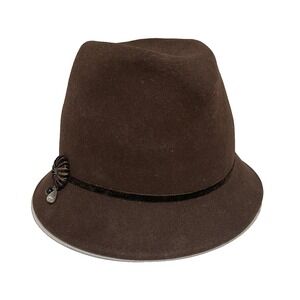 Betmar Wool Felt Hat Contoured Women's Vintage Brown Fedora Side Embellished